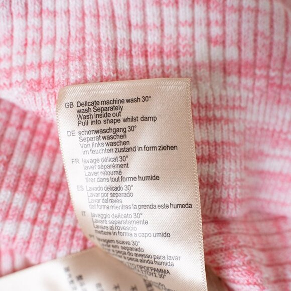 Scotch & Soda Polo Shirt Pink White Ribbed Knit Collared V-Neck Top XS - Picture 11 of 13